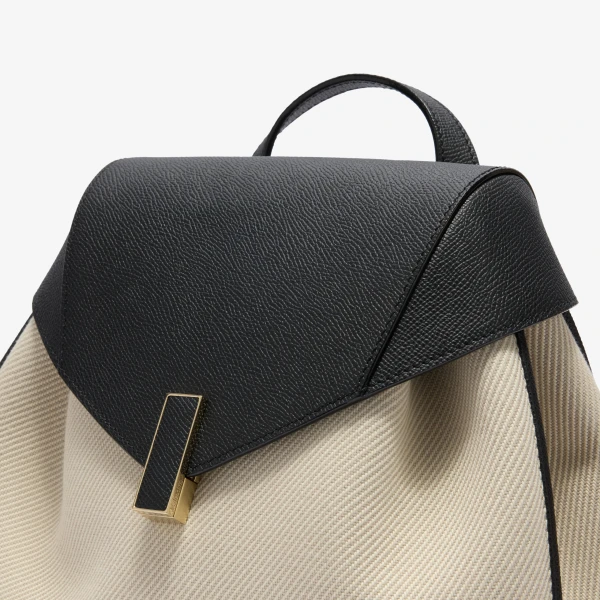 Valextra Iside Textured Canvas Backpack Medium in Grey and Black | Backpacks | Coveti