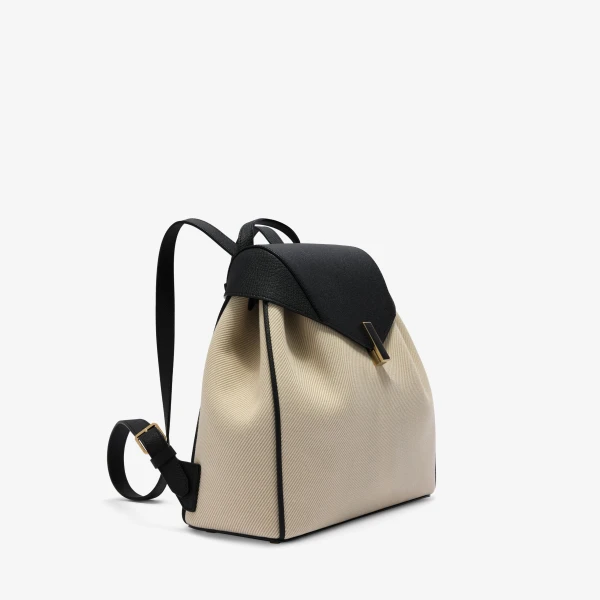 Valextra Iside Textured Canvas Backpack Medium in Grey and Black | Backpacks | Coveti