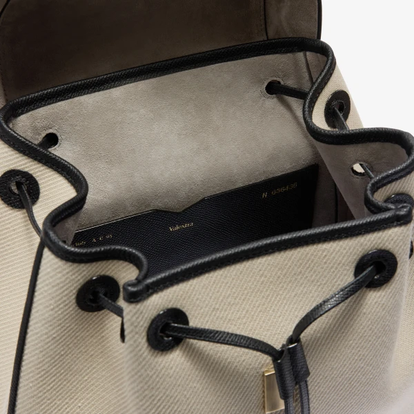Valextra Iside Textured Canvas Backpack Medium in Grey and Black | Backpacks | Coveti