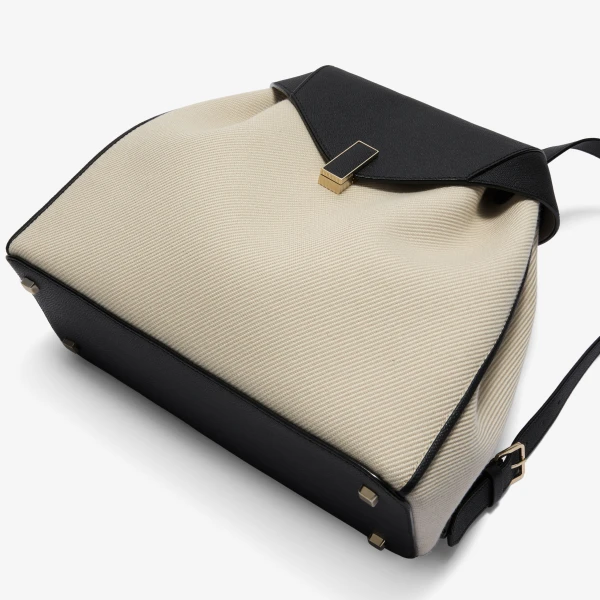 Valextra Iside Textured Canvas Backpack Medium in Grey and Black | Backpacks | Coveti
