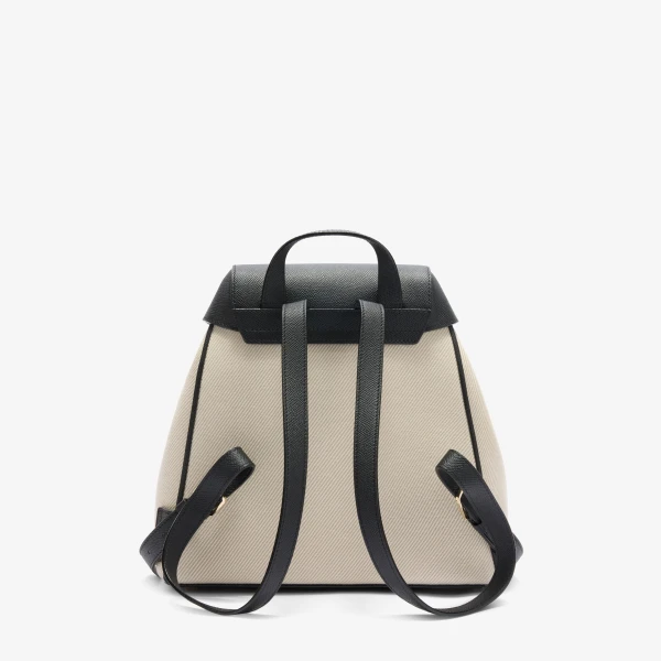 Valextra Iside Textured Canvas Backpack Medium in Grey and Black | Backpacks | Coveti