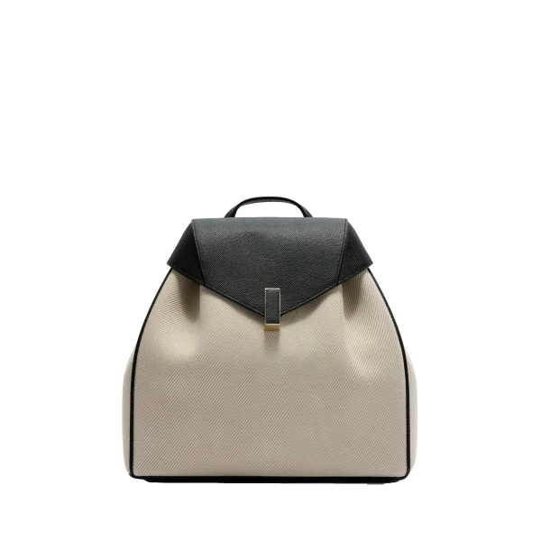 Valextra Iside Textured Canvas Backpack Medium in Grey and Black | Backpacks | Coveti