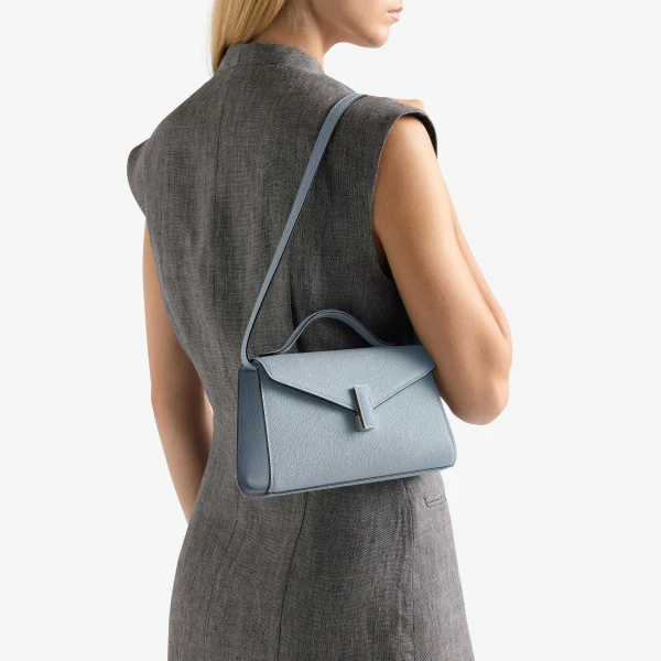 Valextra Iside Tin Top Handle Bag in Niagara Blue | Totes & Top-Handle Bags | Coveti