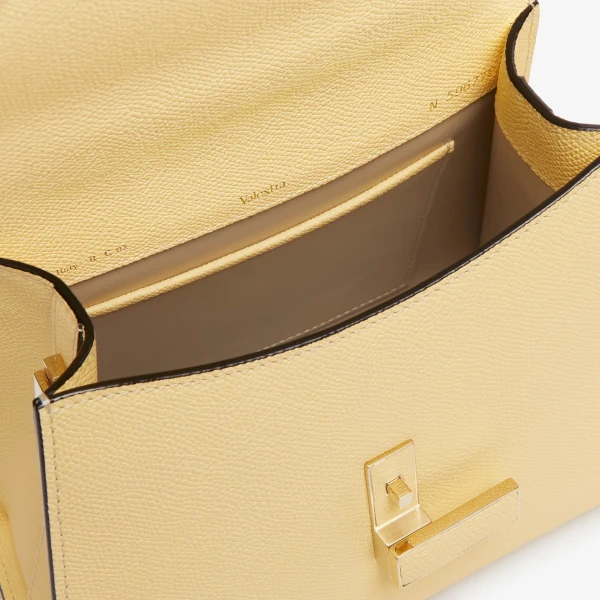 Valextra Iside Top Handle Mini Bag in Cream Yellow | Mini Bags | Coveti