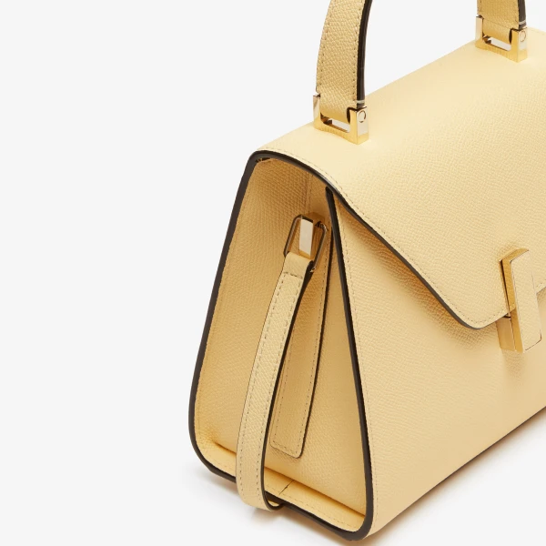 Valextra Iside Top Handle Mini Bag in Cream Yellow | Mini Bags | Coveti