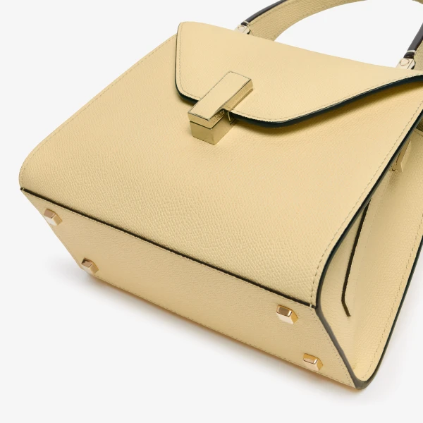 Valextra Iside Top Handle Mini Bag in Cream Yellow | Mini Bags | Coveti