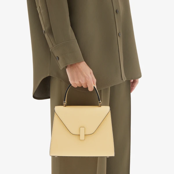Valextra Iside Top Handle Mini Bag in Cream Yellow | Mini Bags | Coveti