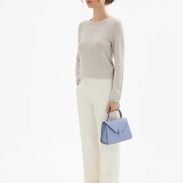 Valextra Iside Top Handle Mini Bag in Hydrangea Blue | Mini Bags | Coveti