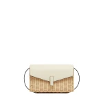 Valextra Iside Wicker Clutch in Beige and Pergamena White | Clutch Bags | Coveti