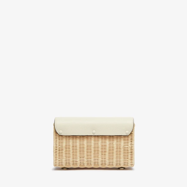 Valextra Iside Wicker Clutch in Beige and Pergamena White | Clutch Bags | Coveti