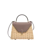 Valextra Iside Wicker Top Handle Medium Bag in Beige and Sahara | Totes & Top-Handle Bags | Coveti