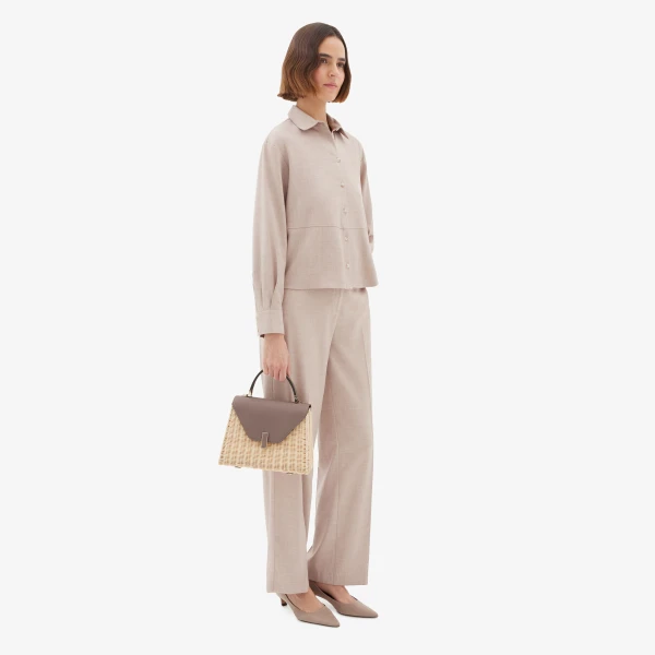 Valextra Iside Wicker Top Handle Medium Bag in Beige and Sahara | Totes & Top-Handle Bags | Coveti