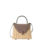 Valextra Iside Wicker Top Handle Mini Bag in Beige and Sahara | Mini Bags | Coveti