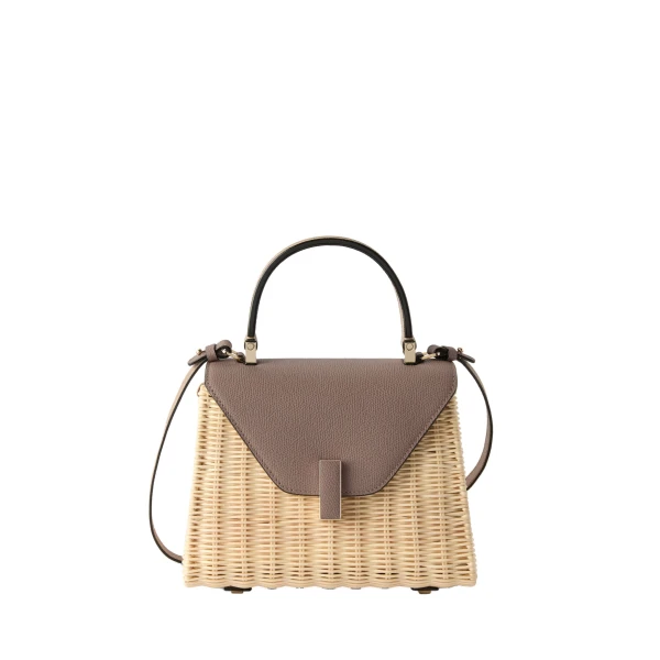 Iside Wicker Top Handle Mini Bag in Beige and Sahara