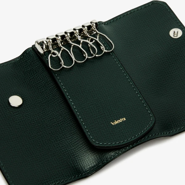 Valextra Key Holder 6 Hooks with Button in Valextra Green | Keys Holder | Coveti