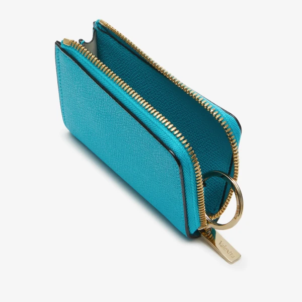 Valextra Key Holder Zip Around in Aquamarine Blue | Keys Holder | Coveti