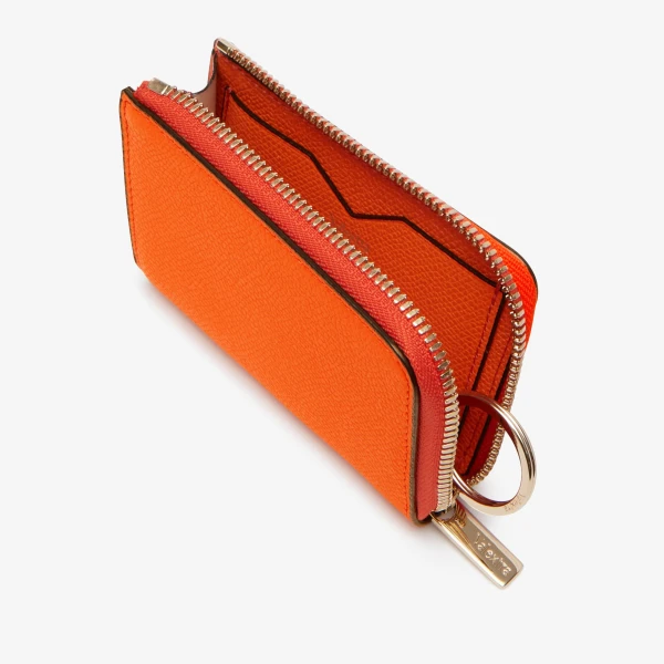 Valextra Key Holder Zip Around in Lobster Red | Keys Holder | Coveti