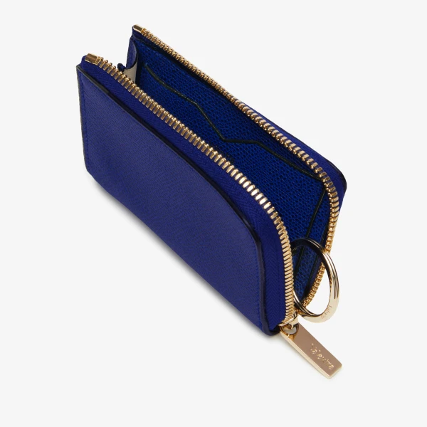 Valextra Key Holder Zip Around in Royal Blue | Keys Holder | Coveti