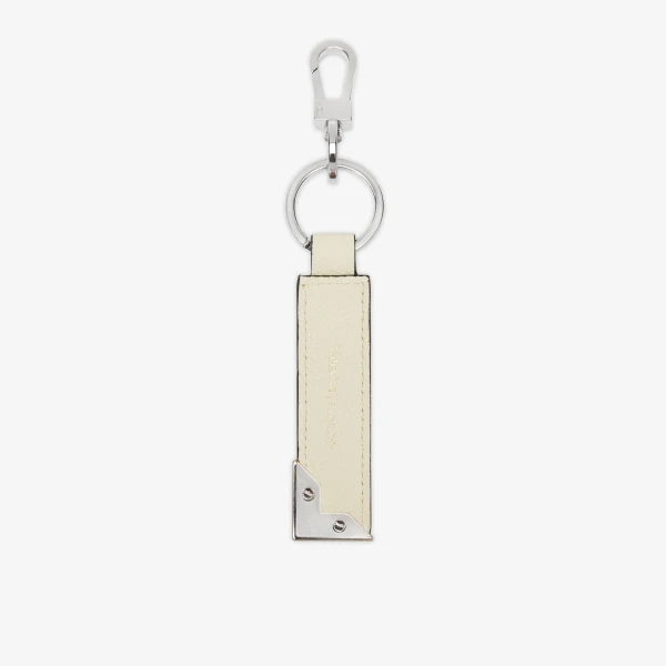 Valextra Key Holder with Metal Corner in Pergamena White | Keys Holder | Coveti