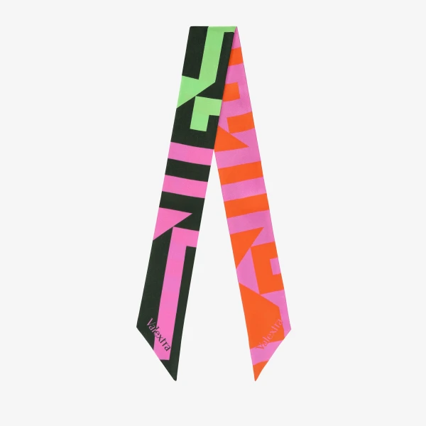 Valextra Love Lines Silk Band in Black and Colour Mix | Scarves | Coveti