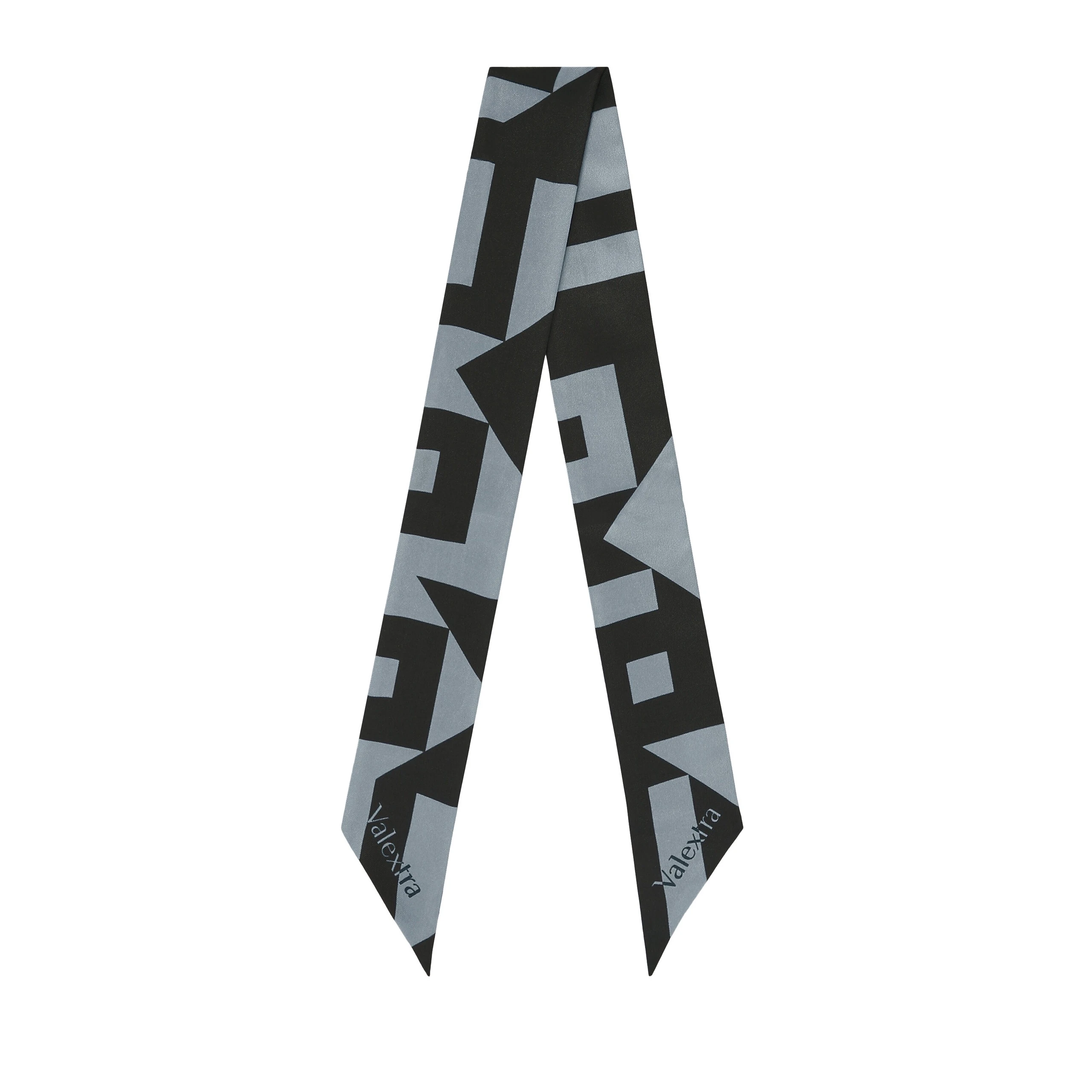 Valextra Love Lines Silk Band in Niagara Blue and Black Valextra Love Lines Silk Band in Niagara Blue and Black | Scarves | Coveti