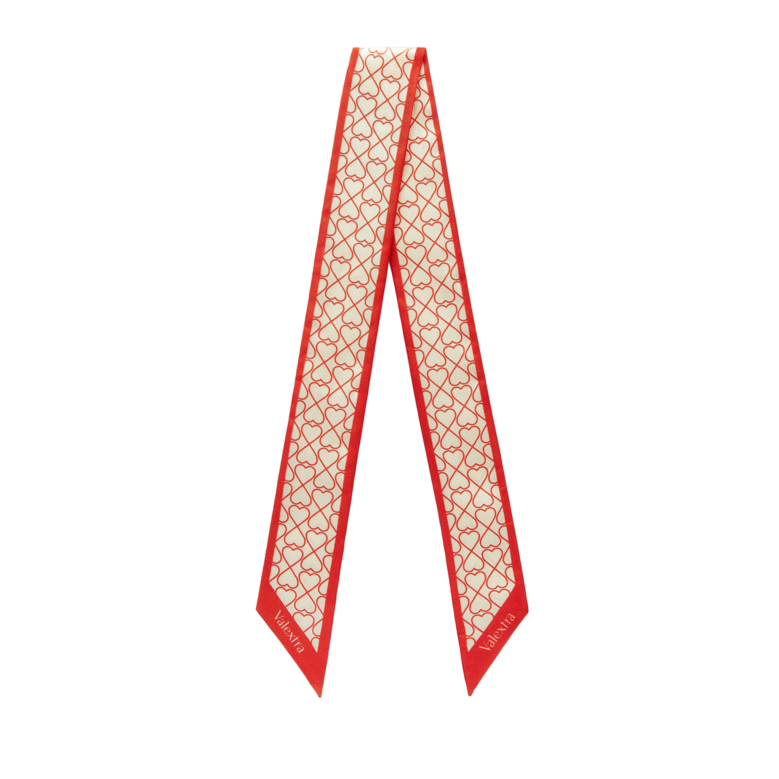 Valextra Love Silk Band in Pergamena White and Crimson Red Valextra Love Silk Band in Pergamena White and Crimson Red | Scarves | Coveti