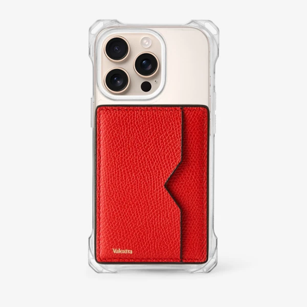 Valextra Magnetic Card Case in Crimson Red | Wallets & Purses | Coveti