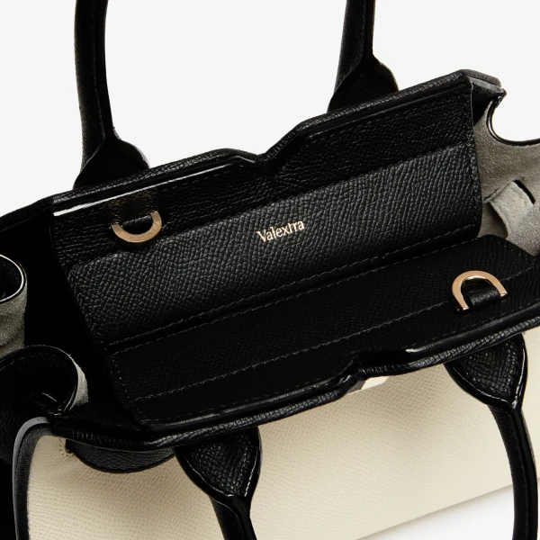 Valextra Milano Chiaroscuro Crossbody Micro Bag in Pergamena White and Black | Shoulder & Crossbody Bags | Coveti