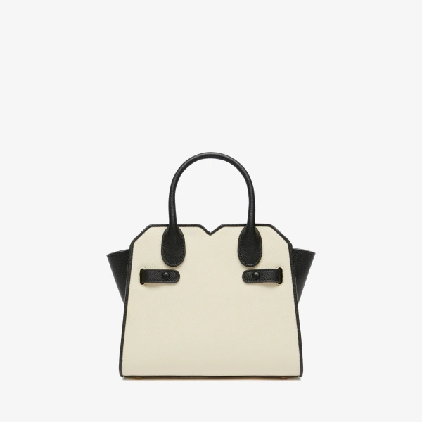 Valextra Milano Chiaroscuro Crossbody Micro Bag in Pergamena White and Black | Shoulder & Crossbody Bags | Coveti
