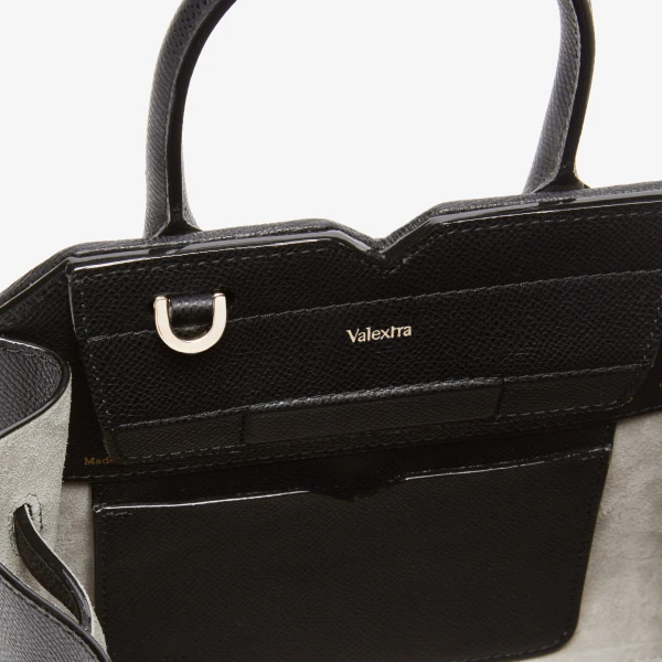 Valextra Milano Chiaroscuro Crossbody Micro Bag in Pergamena White and Black | Shoulder & Crossbody Bags | Coveti