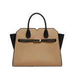 Valextra Milano Chiaroscuro Two Handles Medium Bag in Cashmere Beige and Black | Totes & Top-Handle Bags | Coveti