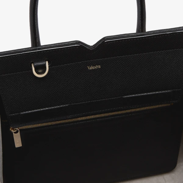 Valextra Milano Chiaroscuro Two Handles Medium Bag in Cashmere Beige and Black | Totes & Top-Handle Bags | Coveti
