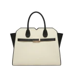 Valextra Milano Chiaroscuro Two Handles Medium Bag in Pergamena White and Black | Totes & Top-Handle Bags | Coveti