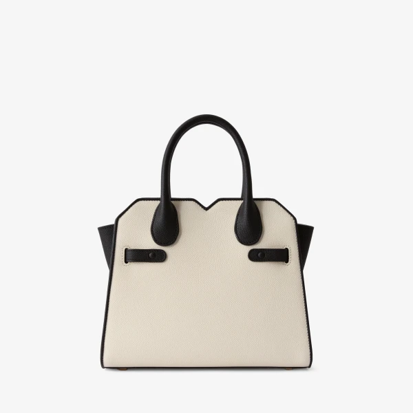 Valextra Milano Chiaroscuro Two Handles Mini Bag in Pergamena White and Black | Mini Bags | Coveti