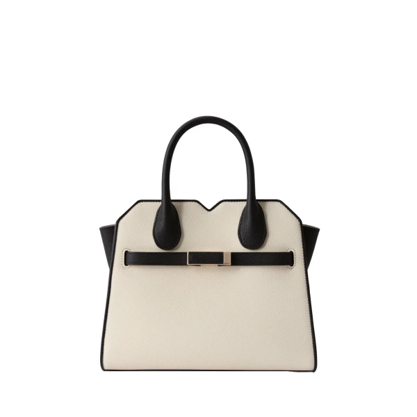 Valextra Milano Chiaroscuro Two Handles Mini Bag in Pergamena White and Black | Mini Bags | Coveti