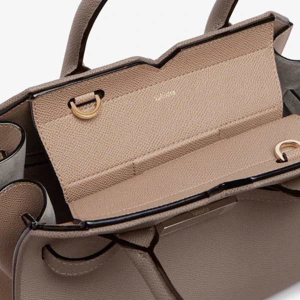 Valextra Milano Chiaroscuro Two Handles Mini Bag in Pink Nude and Sahara Brown | Mini Bags | Coveti
