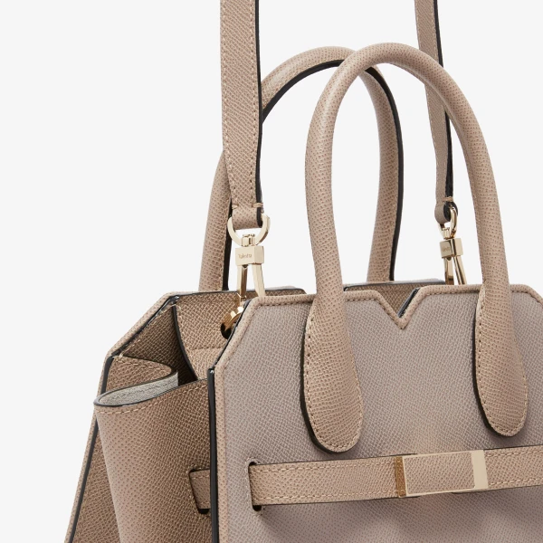 Valextra Milano Chiaroscuro Two Handles Mini Bag in Pink Nude and Sahara Brown | Mini Bags | Coveti