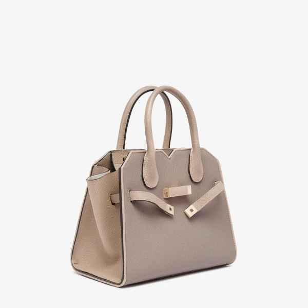 Valextra Milano Chiaroscuro Two Handles Mini Bag in Pink Nude and Sahara Brown | Mini Bags | Coveti