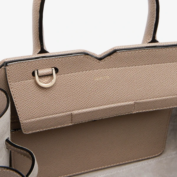 Valextra Milano Chiaroscuro Two Handles Mini Bag in Pink Nude and Sahara Brown | Mini Bags | Coveti