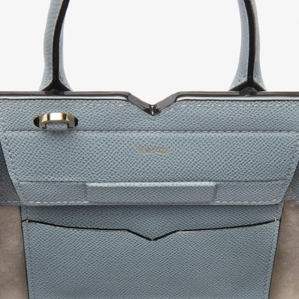 Valextra Milano Crossbody Micro Bag in Niagara Blue | Shoulder & Crossbody Bags | Coveti