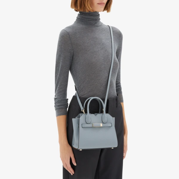 Valextra Milano Crossbody Micro Bag in Niagara Blue | Shoulder & Crossbody Bags | Coveti