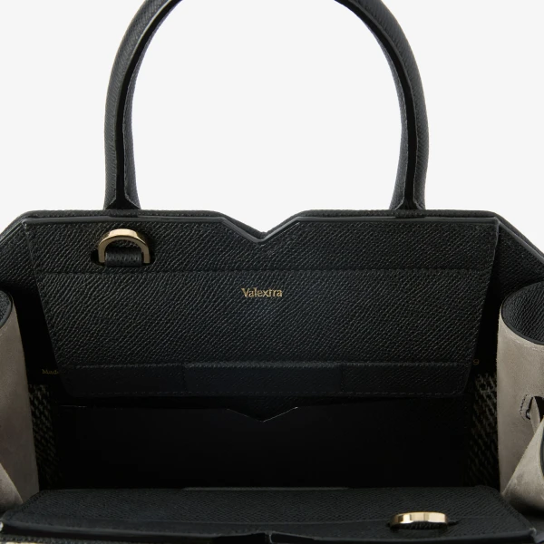 Valextra Milano Flowers Pibiones Two Handles Mini Bag in Grey and Black | Mini Bags | Coveti