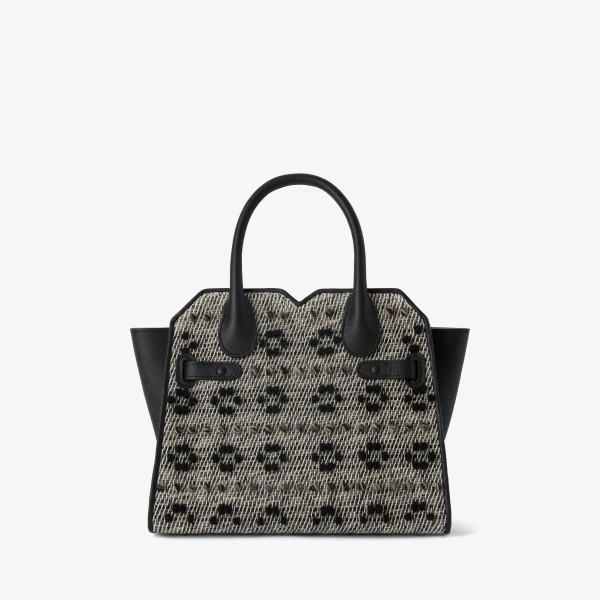 Valextra Milano Flowers Pibiones Two Handles Mini Bag in Grey and Black | Mini Bags | Coveti