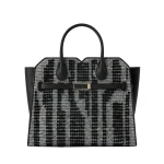 Valextra Milano Forest Pibiones Two Handles Medium Bag in Black and Grey | Totes & Top-Handle Bags | Coveti