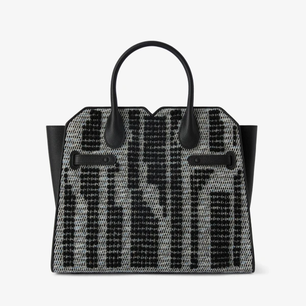 Valextra Milano Forest Pibiones Two Handles Medium Bag in Black and Grey | Totes & Top-Handle Bags | Coveti