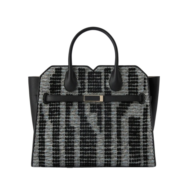 Milano Forest Pibiones Two Handles Medium Bag in Black and Grey
