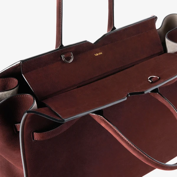 Valextra Milano Senso Two Handles Large Bag in Chocolate Brown | Totes & Top-Handle Bags | Coveti