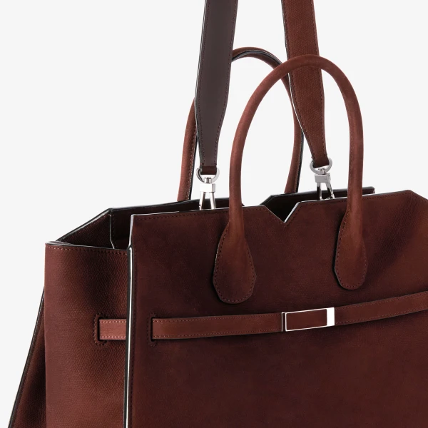 Valextra Milano Senso Two Handles Large Bag in Chocolate Brown | Totes & Top-Handle Bags | Coveti