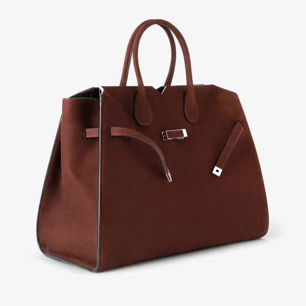 Valextra Milano Senso Two Handles Large Bag in Chocolate Brown | Totes & Top-Handle Bags | Coveti