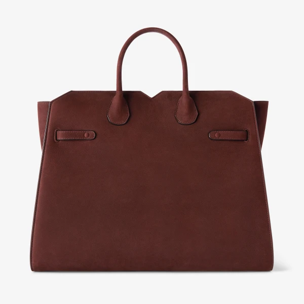 Valextra Milano Senso Two Handles Large Bag in Chocolate Brown | Totes & Top-Handle Bags | Coveti